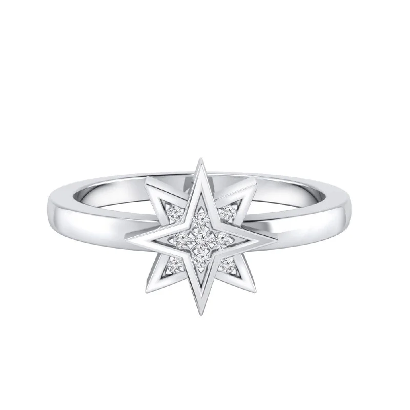 Auriya 0.03ctw Cosmic Micro-Pave Accent Diamond Star Ring 14K Gold