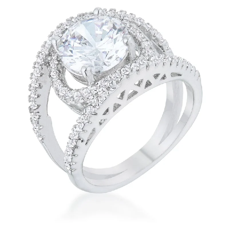 Marcie 3Ct Cz Rhodium Contemporary Ring