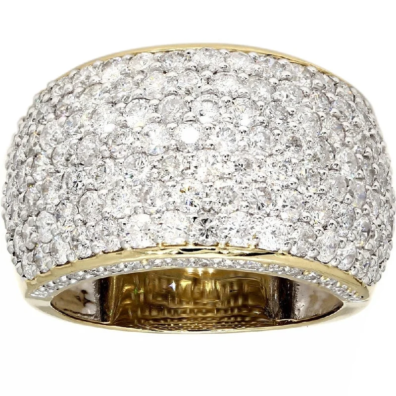 Pompeii3 10k Yellow Gold 3.93 Ct. TDW Wide Pave Diamond Wedding Womens Ring 14mm