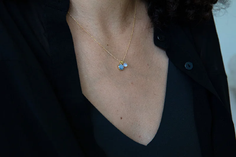 Sapphire & Moonstone Petal Necklace