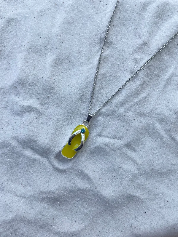 Yellow flip flop necklace