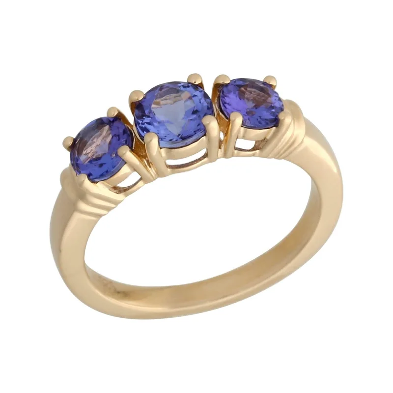 14K Gold Tanzanite 3 Stone Ring