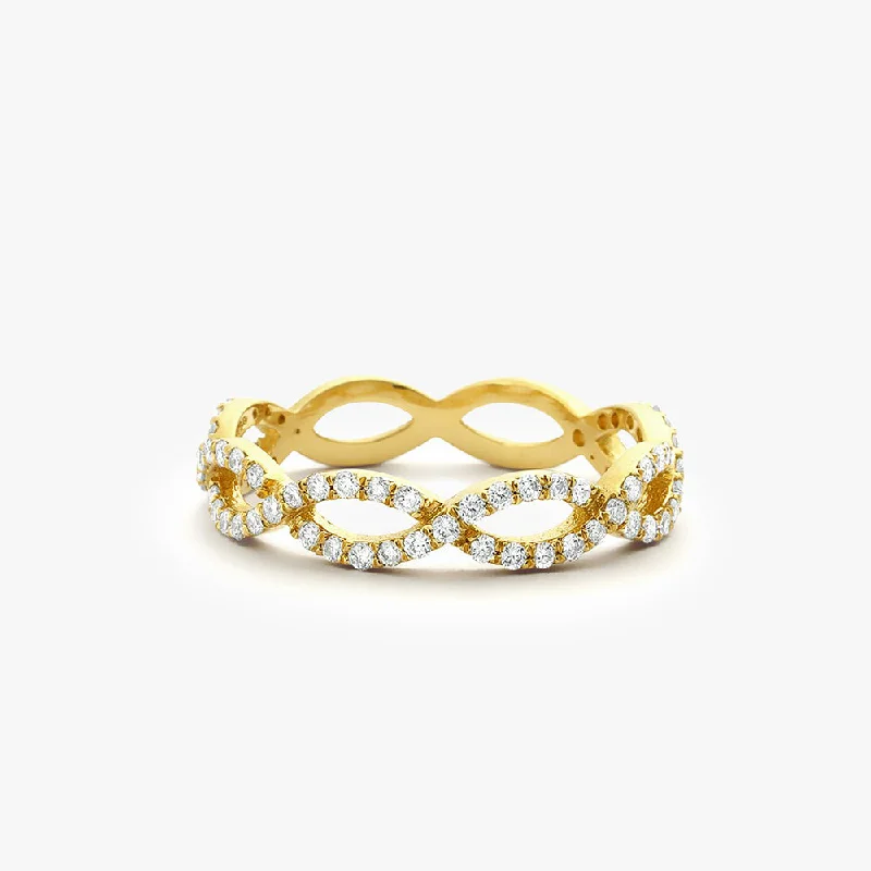 14K Gold Micro Pave Set Diamond Infinity Ring