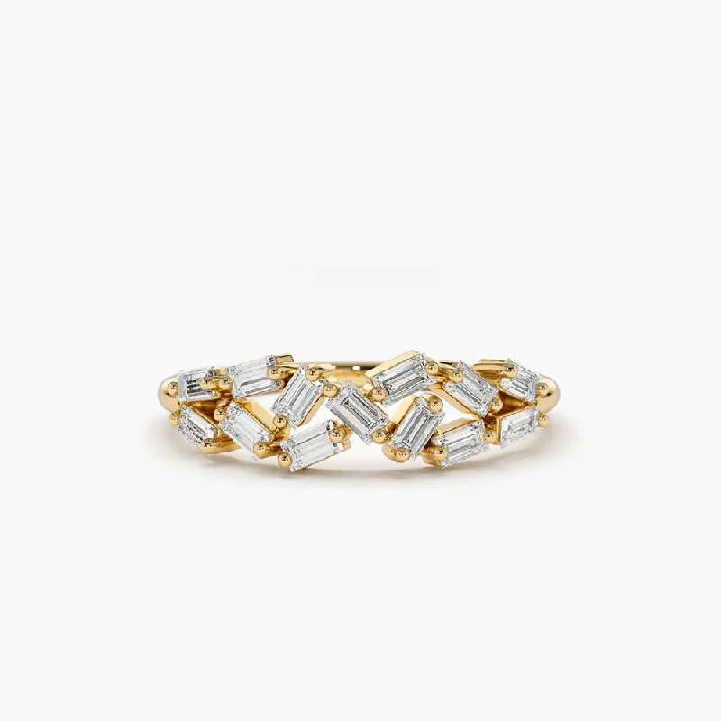 14K Stackable Baguette Diamond Cluster Ring