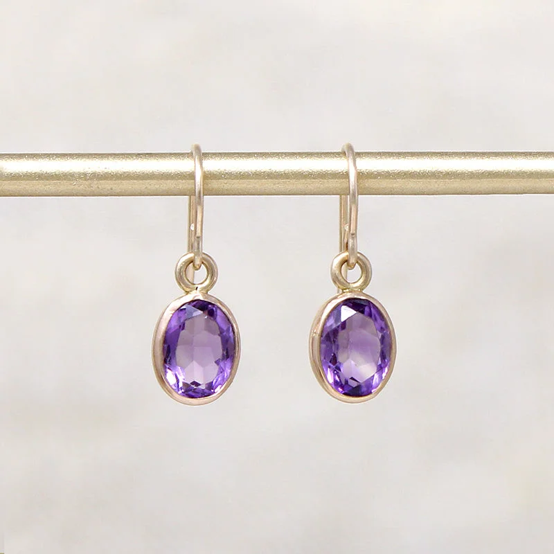 Vibrant Amethyst in Gold Drop Earrings