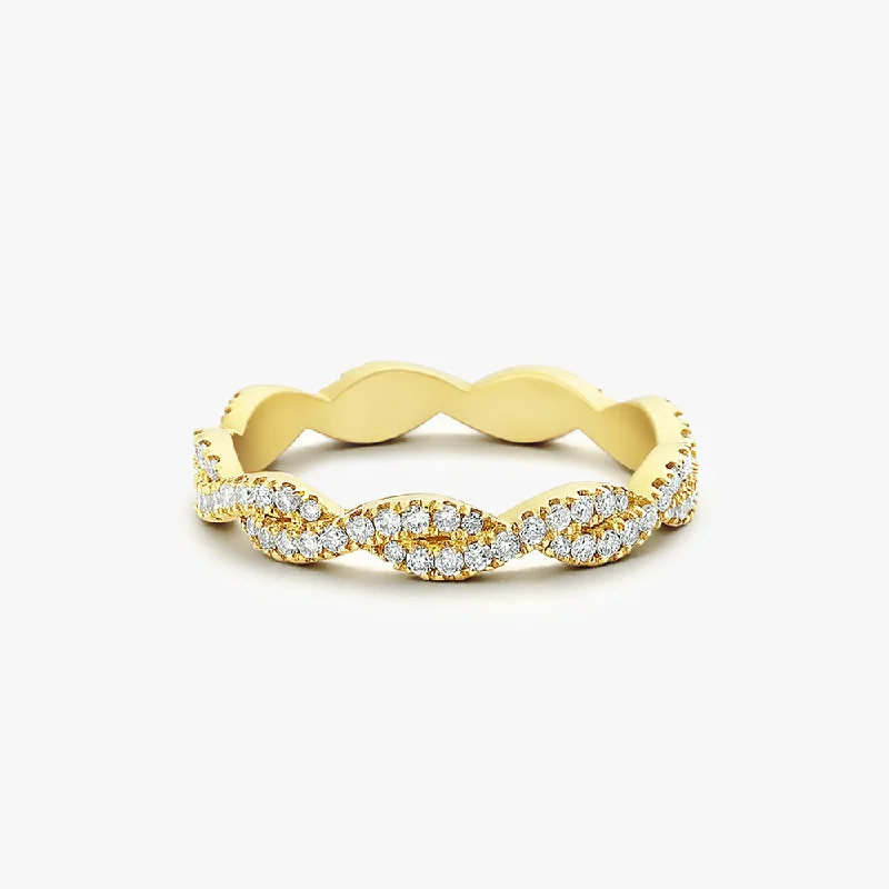 14K Gold Infinity Diamond Eternity Wedding Band