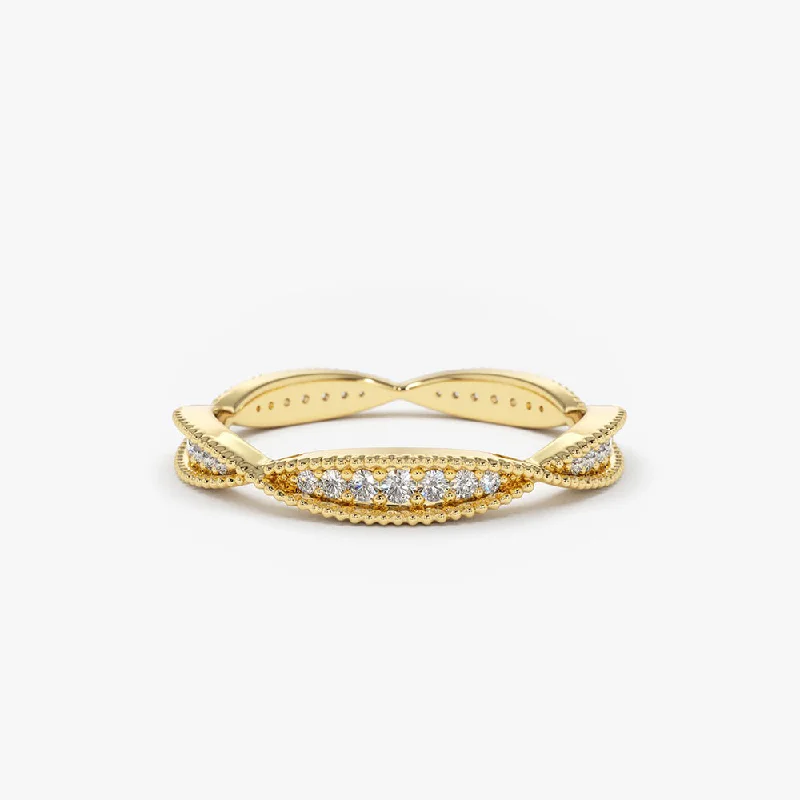 14K Gold Art Deco Graduating Diamond Full Eternity Ring