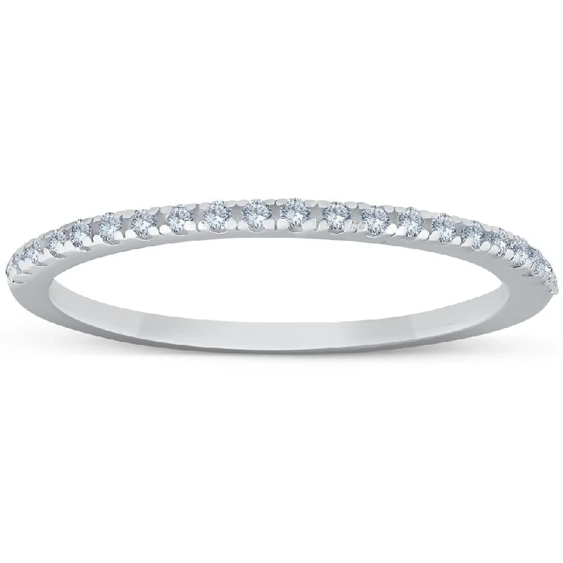 Pompeii3 14k White Gold 1/5 Ct TDW Diamond Stackable Band Womens Wedding Ring