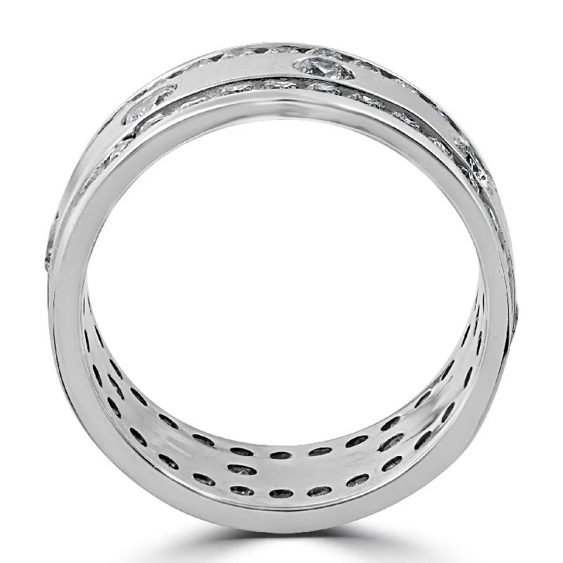 3 1/3ct Diamond Eternity 10mm Comfort Fit Wedding Mens Ring White Gold