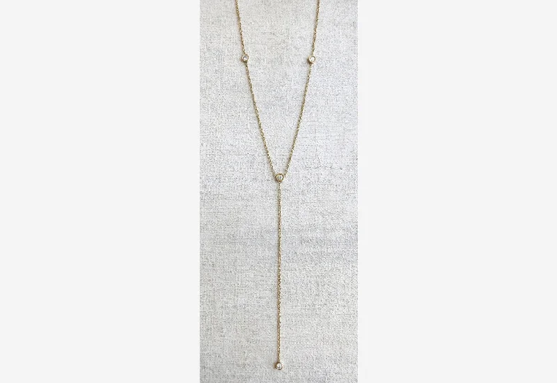 Four Diamond Drop Necklace