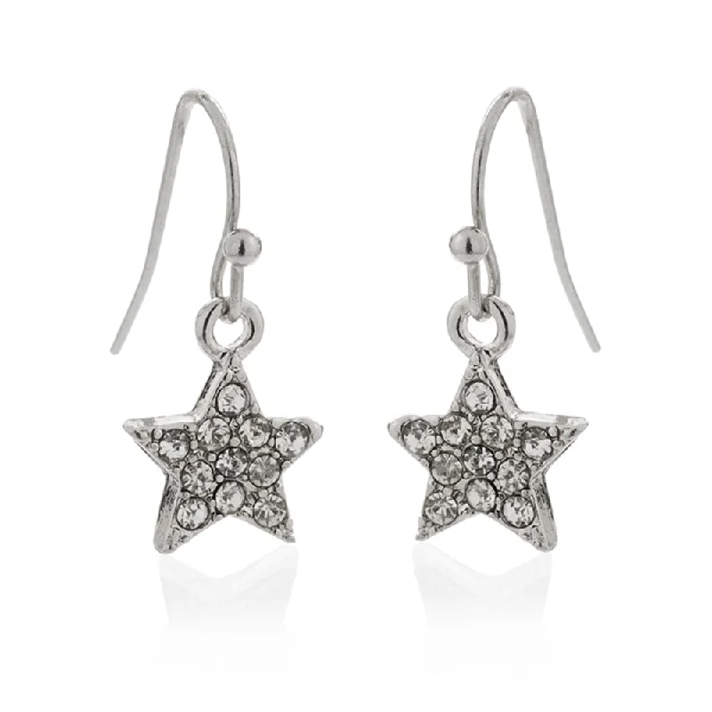 Crystal Star Earrings: Vintage Style Start Diamanté Drop Earrings