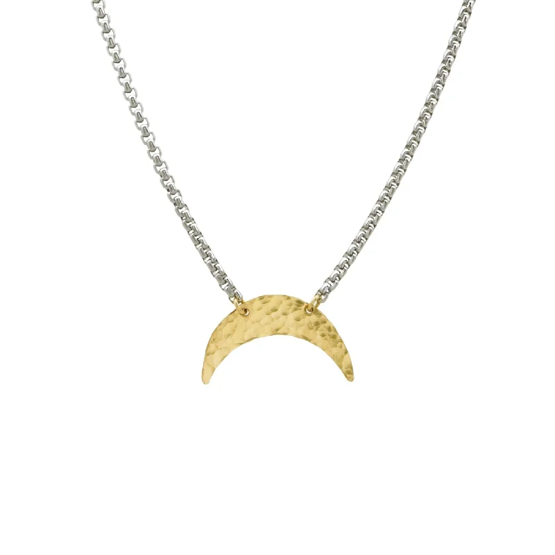 Necklace - Crescent Moon Mixed Metals Necklace WBJ