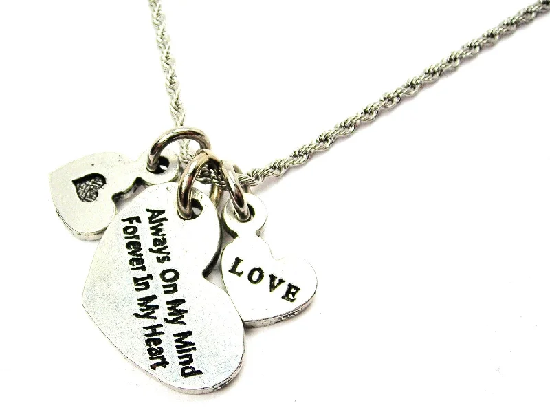 Always On My Mind Forever In My Heart Stainless Steel Rope Chain Necklace