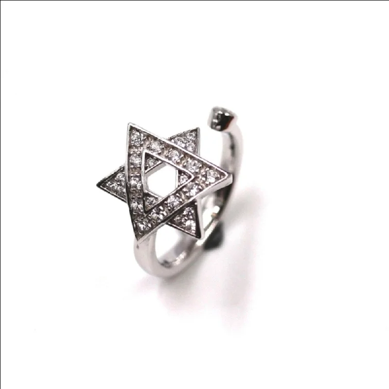 925 Sterling Silver White Natural Zircon Star Ring