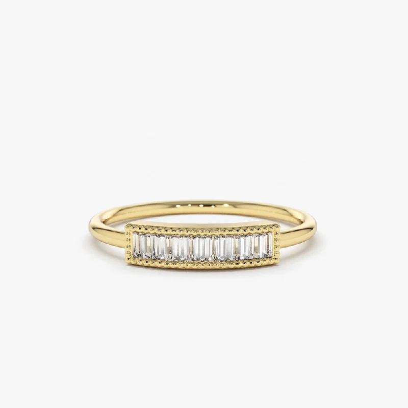 14k Channel Set Baguette Diamond Ring