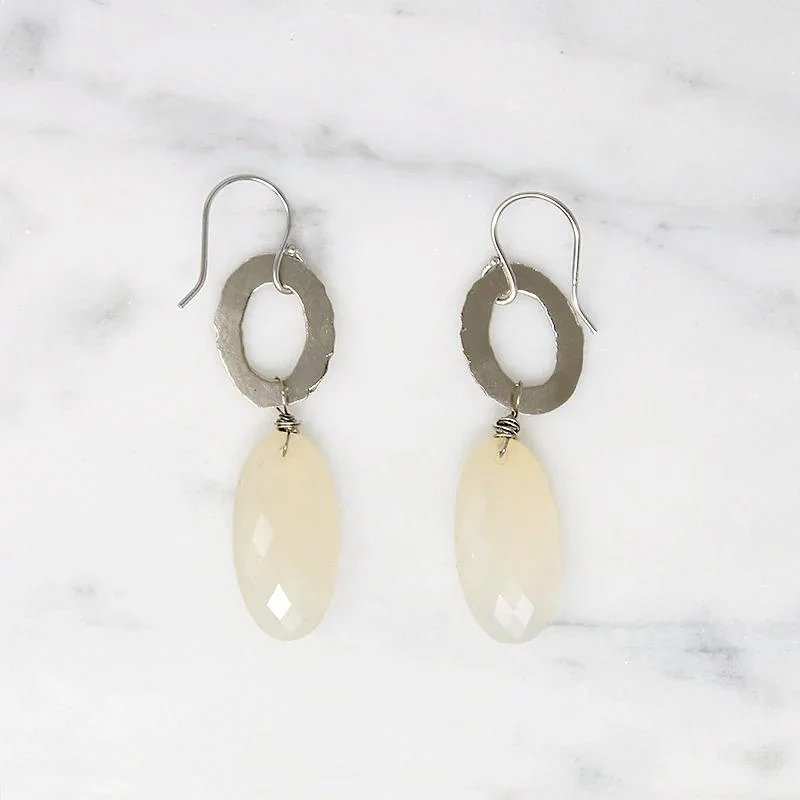 Golden "O" Earrings with Moonlit Chalcedony Drops by brunet