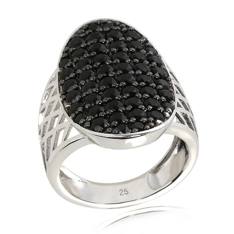 925 Sterling Silver Black Spinel Gemstone Solitaire Ring