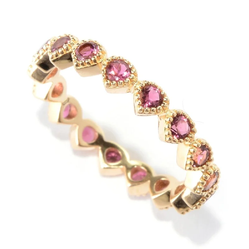 14K Yellow Gold Over Sterling Silver 0.8ctw Pink Tourmaline Ring