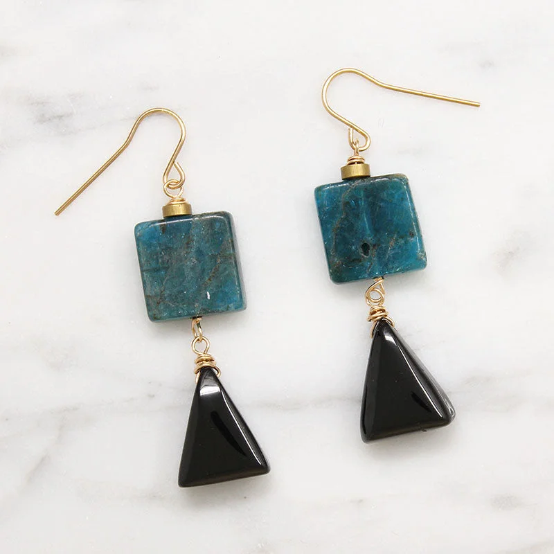 Graphic Apatite & Onyx Earrings by Brin