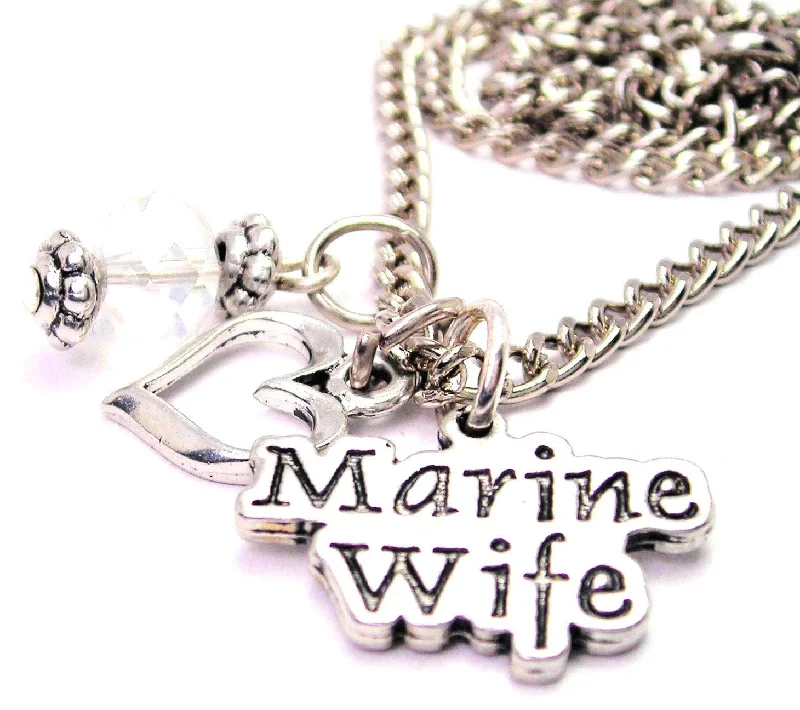 Marine Wife Stylized Necklace with Small Heart