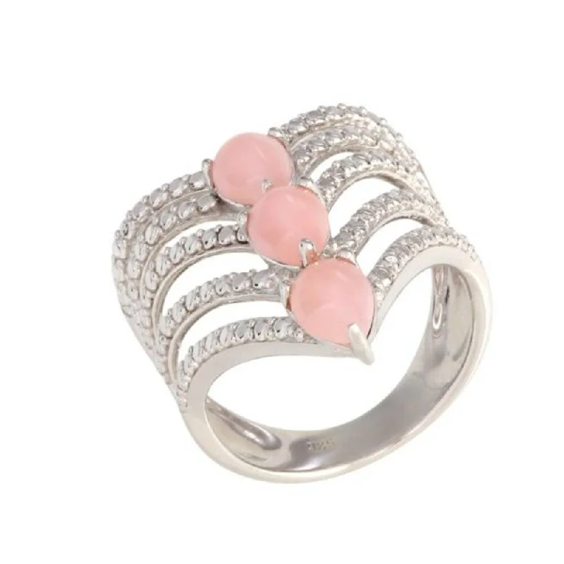 925 Sterling Silver Pink Opal Ring