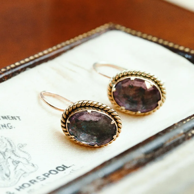 Precious Little Antique Foiled Amethyst Earrings