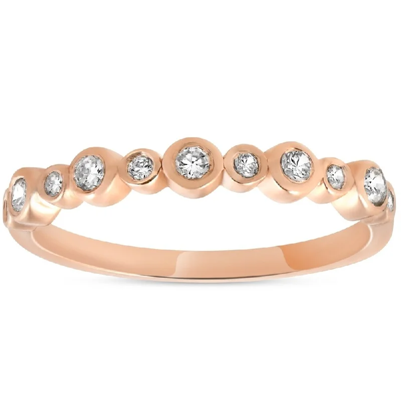 Pompeii3 14k Rose Gold 1/3 ct TDW Diamond Wedding Ring Stackable Womens Anniversary Band