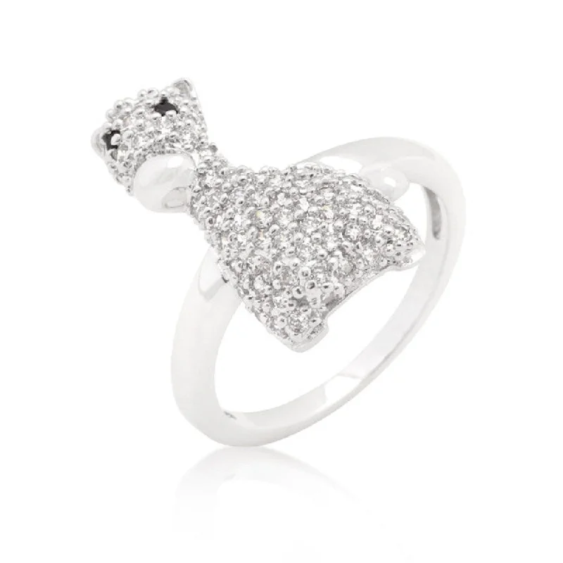 Cocktail Cubic Zirconia Giraffe Ring With Rhodium Plated