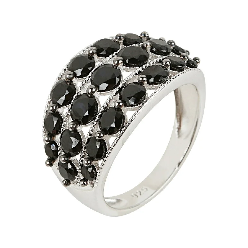 925 Sterling Silver Black Spinel Ring