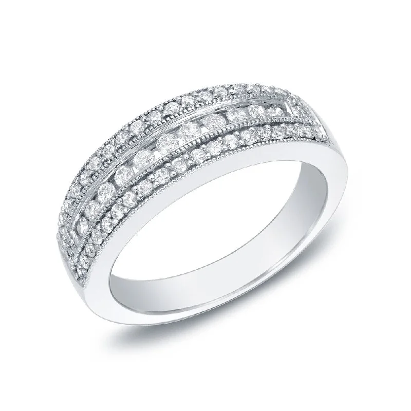 Auriya 14k White Gold 1/2ct TDW Vintage-Inspired Milgrain Diamond Wedding Ring Band