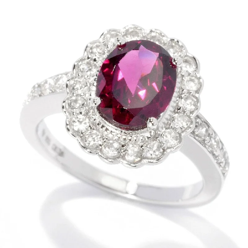 Sterling Silver 2.77Ctw Rhodolite Garnet W/Accents Ring