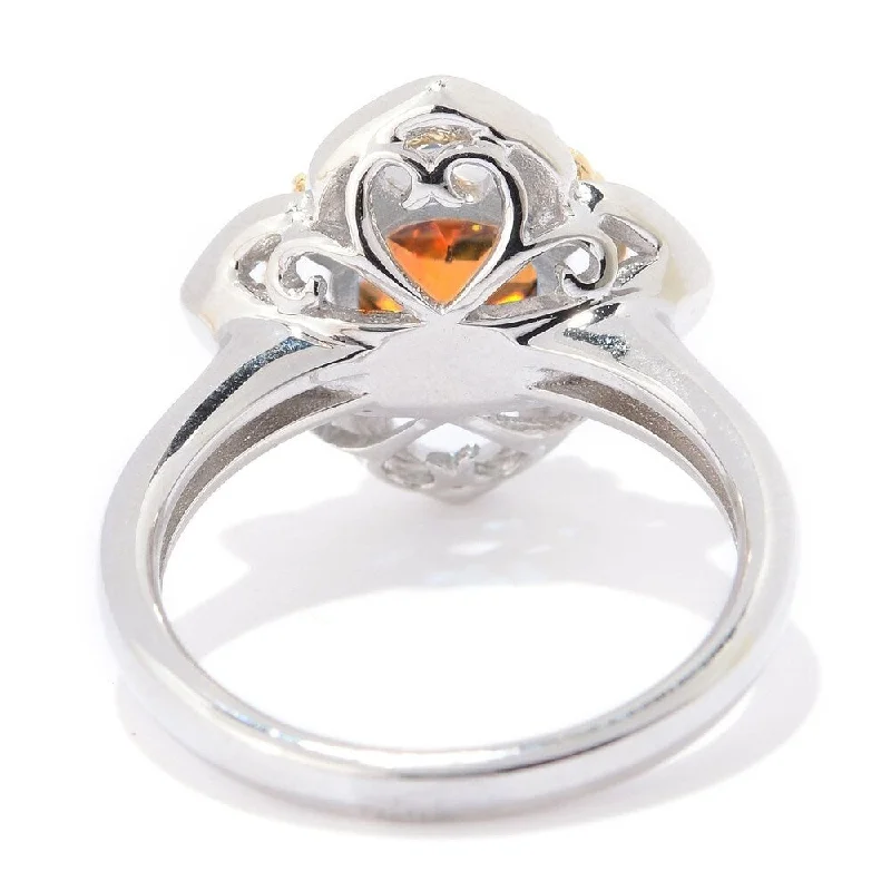 Two-tone Sterling Silver and 14k Topaz Flower Ring