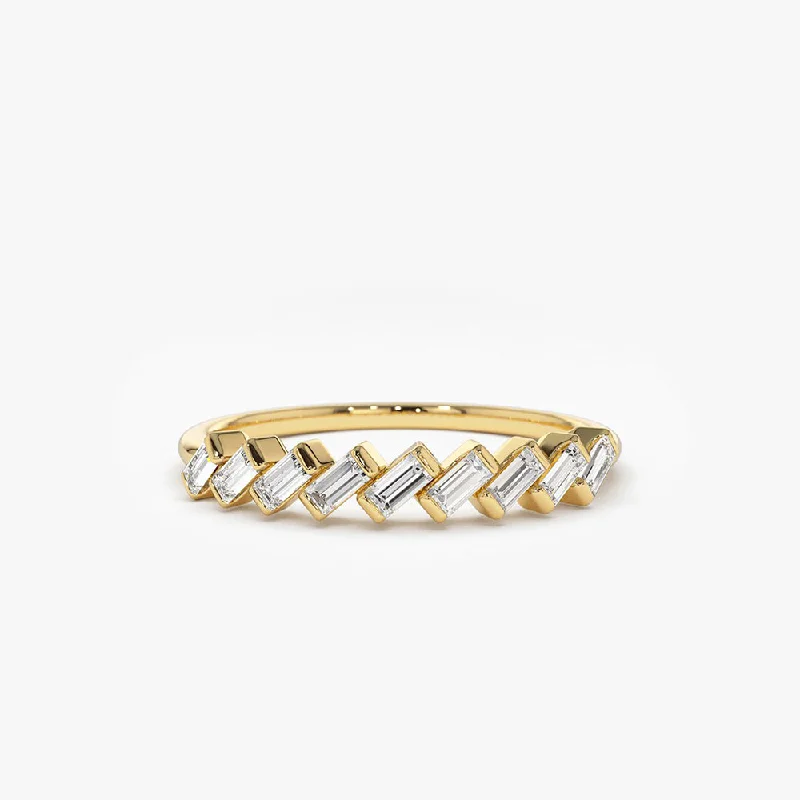 14K Slanted Channel Set Baguette Diamond Ring