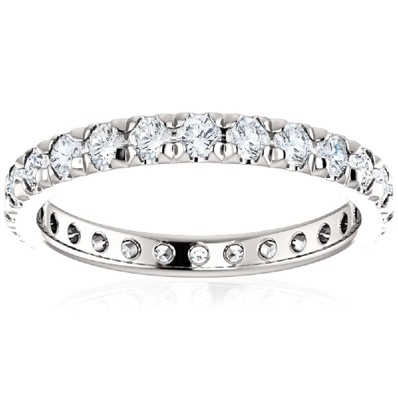 Pompeii3 14k White Gold 1Ct TDW Diamond Eternity Wedding Ring Lab Grown (G-H/VS1-VS2)