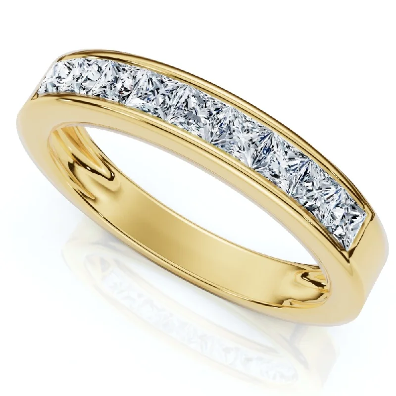 Yellow Gold 1/2ct Princess Cut Diamond Wedding Ring