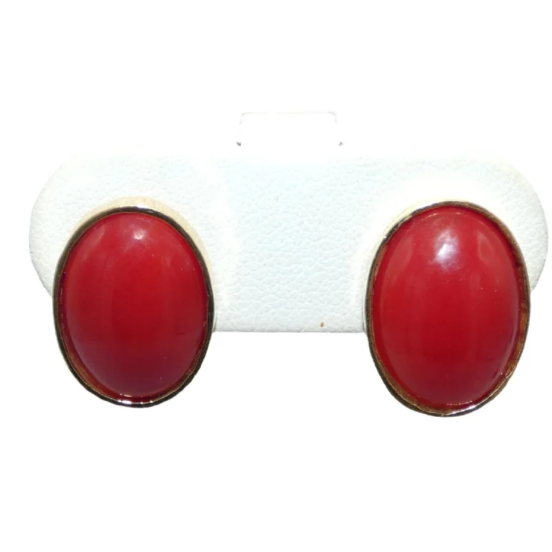 14K Gold Red Coral Earrings