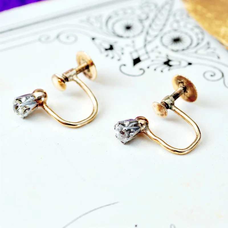 A Rare Find! Vintage Screw Fit Diamond Earrings