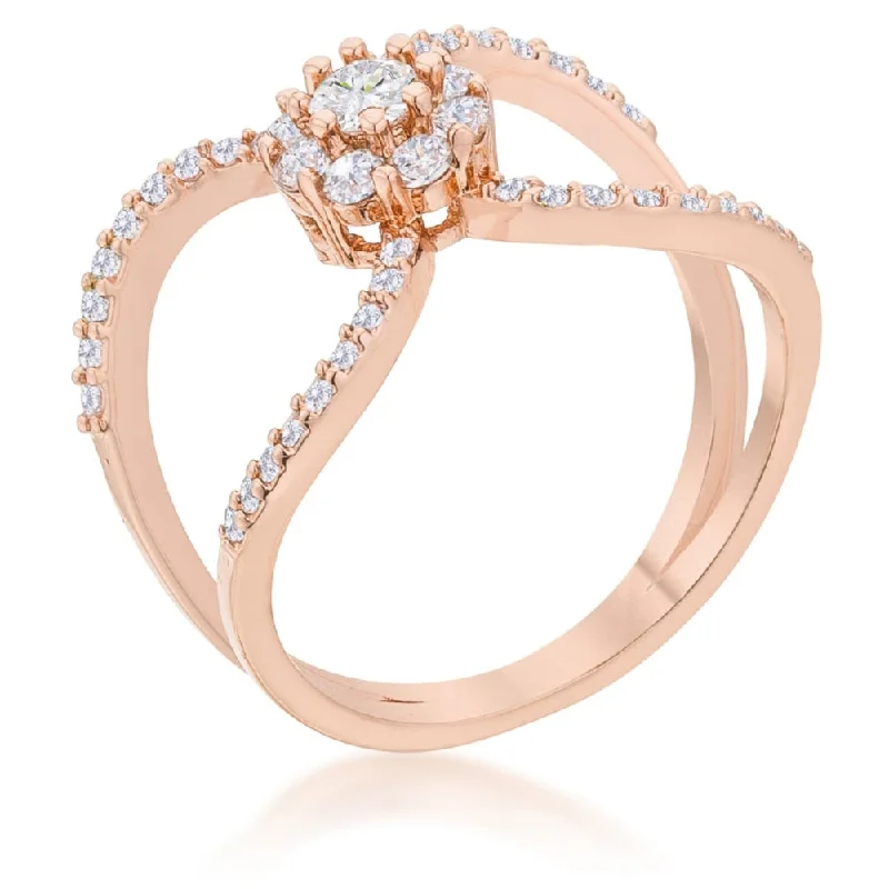 Joyce 0.4Ct Cz Rose Gold Delicate Floral Wrap Ring