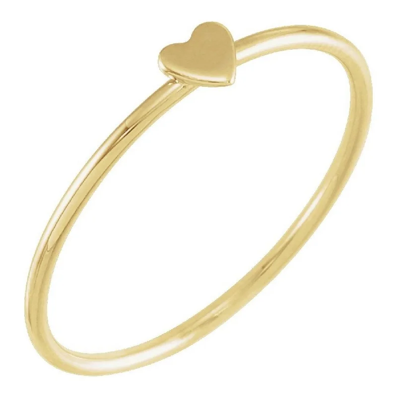 Curata 14k Yellow Gold Polished Stackable Thin Heart Ring