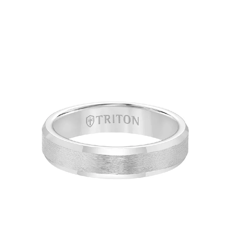 5MM Tungsten Carbide Ring - Brush Finish and Bevel Edge