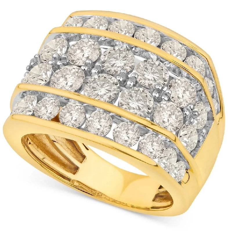 7Ct Diamond Men's Four Row Anniversary Ring in 10k Yellow Gold