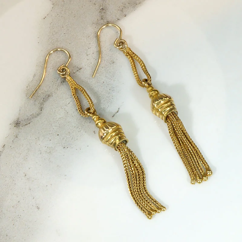 Extra Long 15ct Gold Tassel Earrings