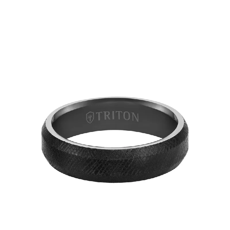 6MM Tungsten Carbide Ring - Florentine Center and Bevel Edge