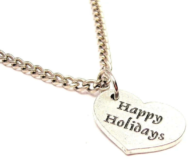 Happy Holidays Heart Single Charm Necklace