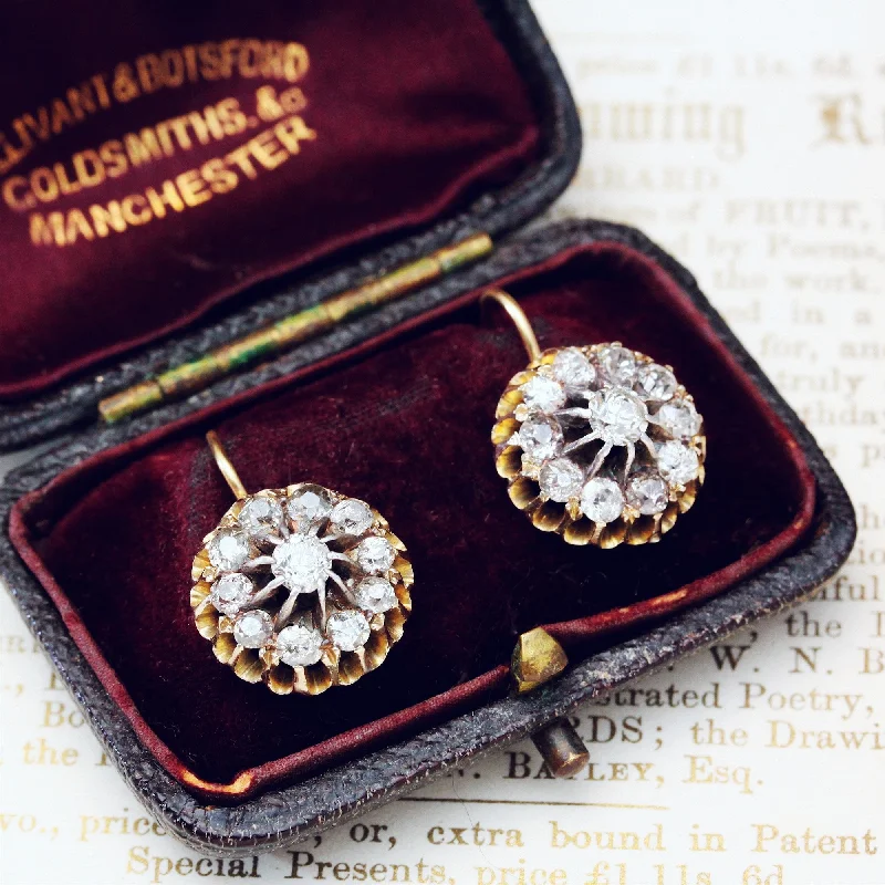 Oh Shimmering Starbursts!! Outrageous Vintage Diamond Cluster Earrings