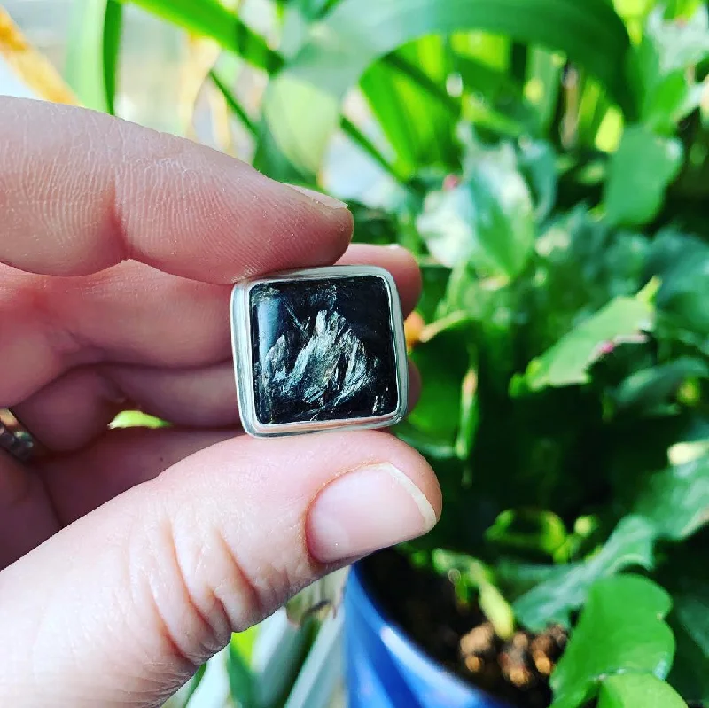 Golden Seraphinite and  Sterling Silver RIng