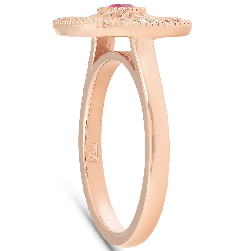 1/2 Ct Rose Gold Ruby Vintage Right Hand Ring