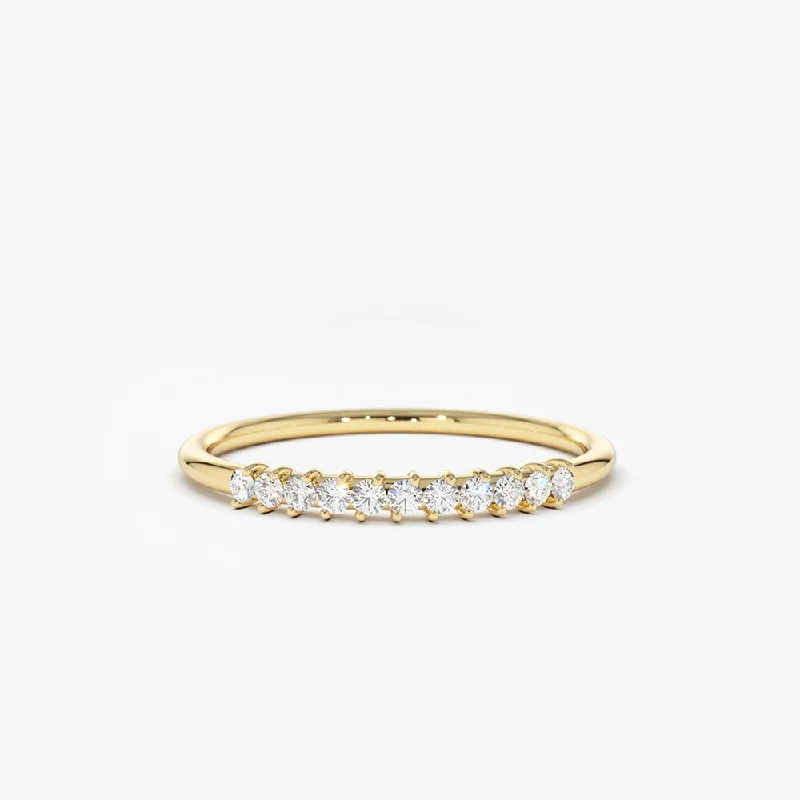 14K Gold 11 Stone Petite Diamond Wedding Band