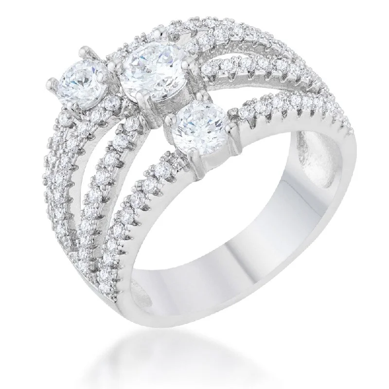 Beatrice 1.8Ct Cz Rhodium Statement Ring