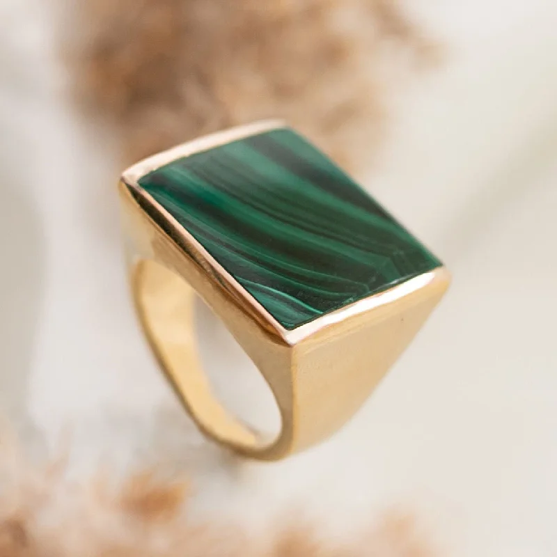 STELLA FLAT MALACHITE STONE RING